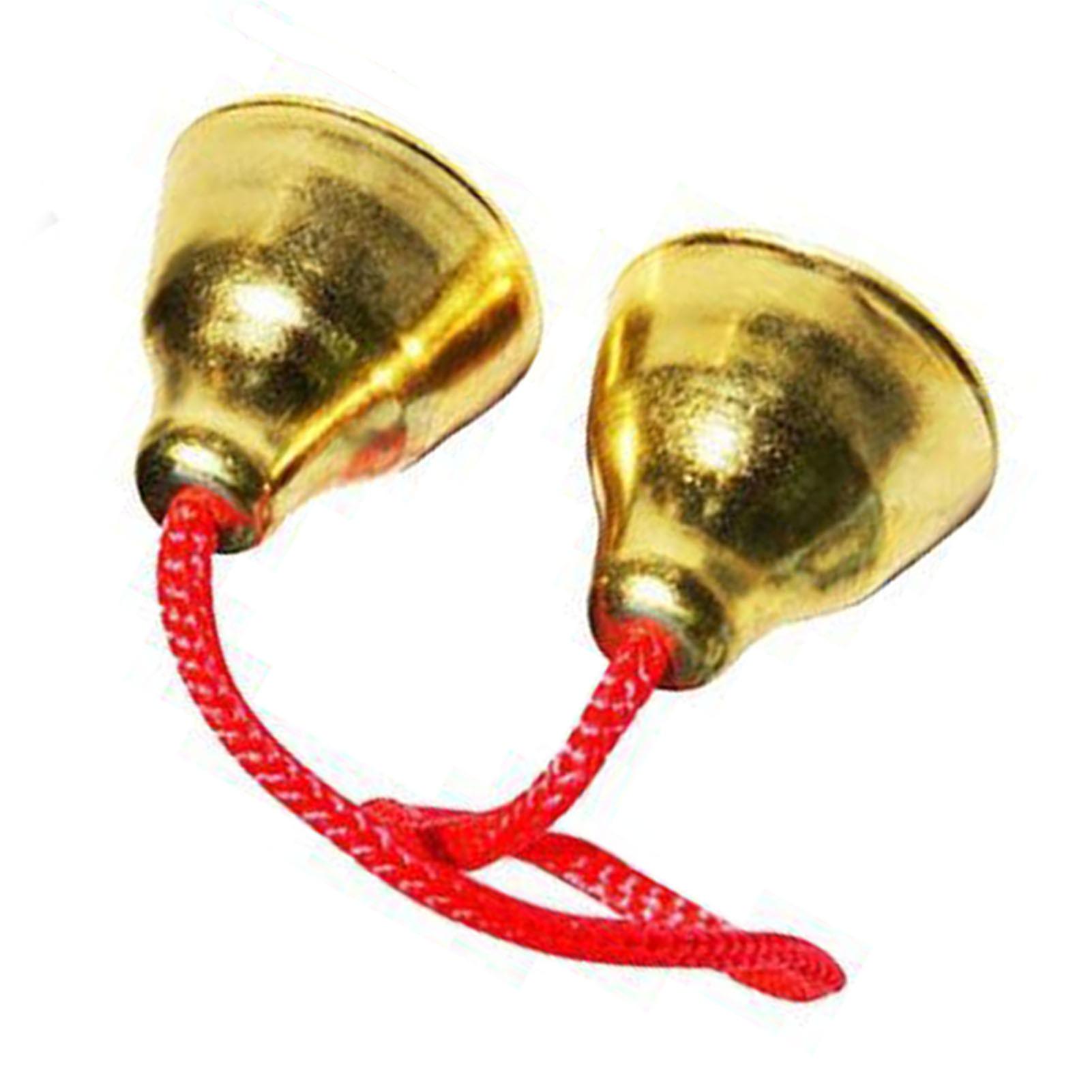 2Pcs Metal Bells Crisp Sound Safe Rounded Corner Light Portable Multi Purpose Ringing Bells for School Office Family Small Size(with Red String)