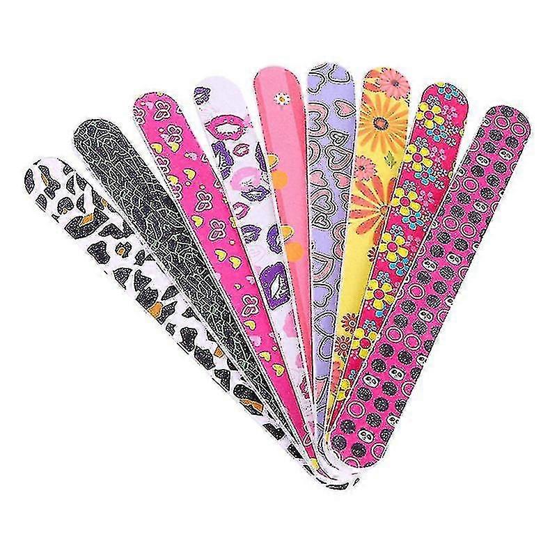 50pcs Printing Nail Files Double Sided Emery Board Nail Buffers Manicure Tools (random Pattern)