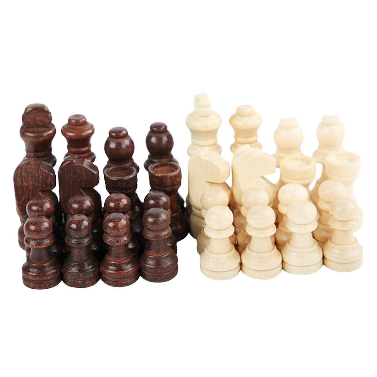 32x Wooden Chess Pieces Beginners Chess Board Checkers Game Chess Game Pawns 2.5inch