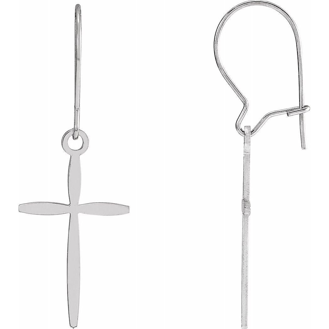 Oro bianco 14k fede religiosa croce ciondolo collana orecchini orecchino per le donne - .8 grammi