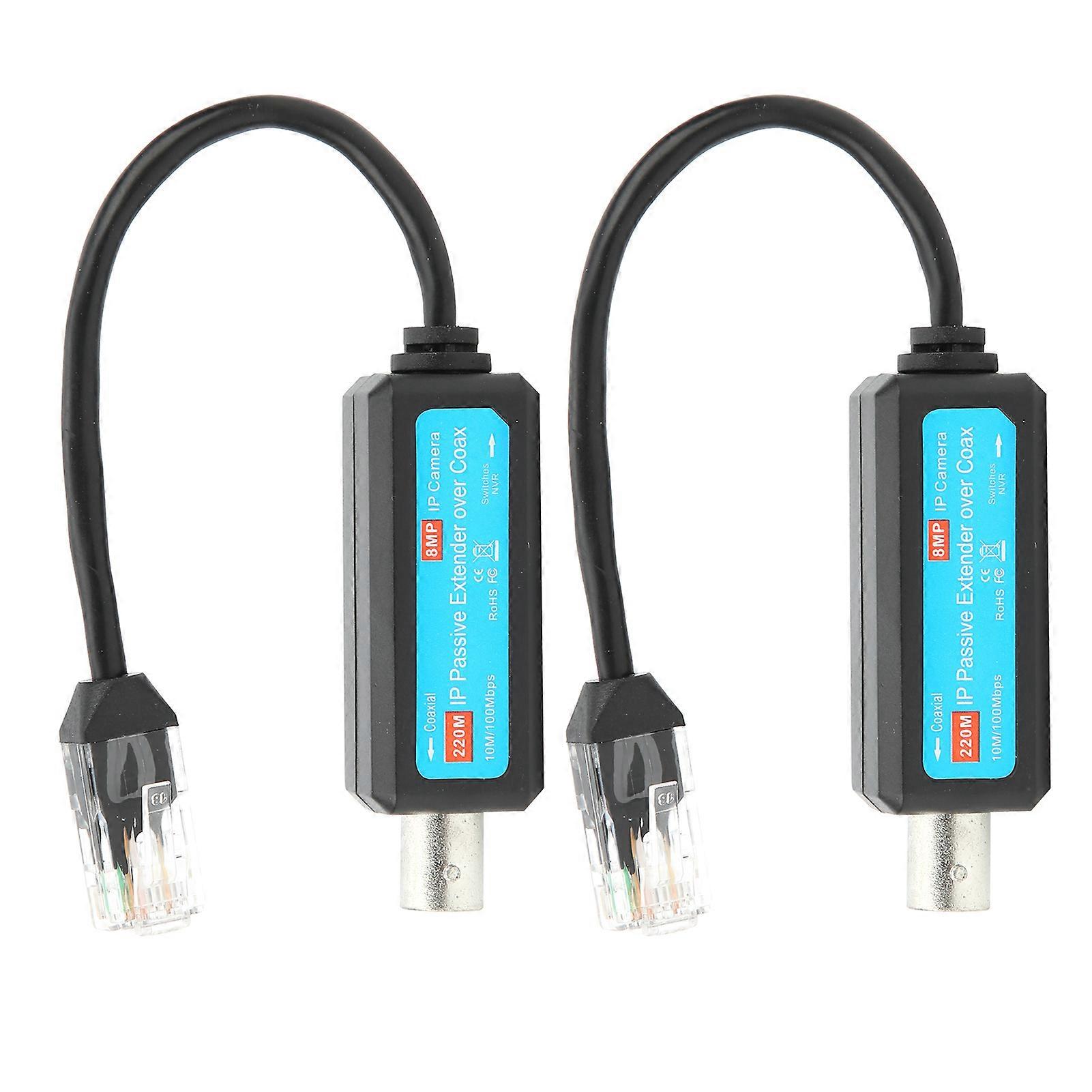 Pair IP Passive Extender Over Coax Coaxial Network Transmitter 8MP HD for Web Camera