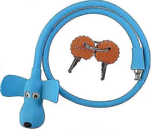 قفل كابل الدراجة ، قفل الكابل مع المفاتيح ، قفل الدراجة المغطى بالسيليكون قفل الكابلات للأطفال قفل الكرتون ، قفل 2 قدم للدراجة ، الباب ، لوح التزلج ، خوذة والمزيد (بلو