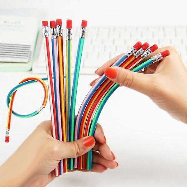 6-Pack - Pencils - Bendable with Eraser - Rubber pencils multicolour