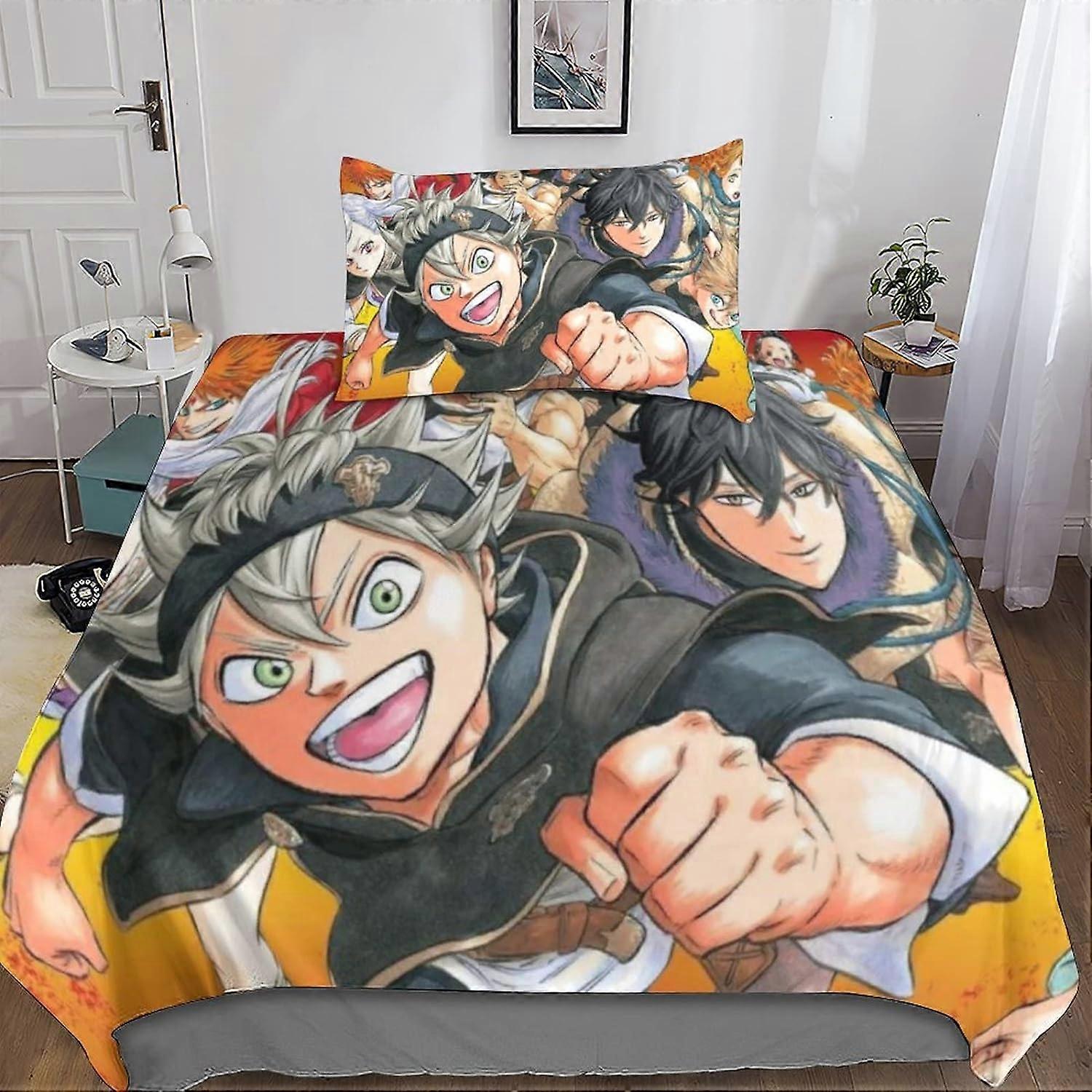 طقم مفروشات البرسيم الأسود قطع ستوكات مع غطاء لحاف وغطاء وسادة إغلاق بسحاب للبالغين والأطفال البرسيم الأسود نمط مطبوع N 135 * 200