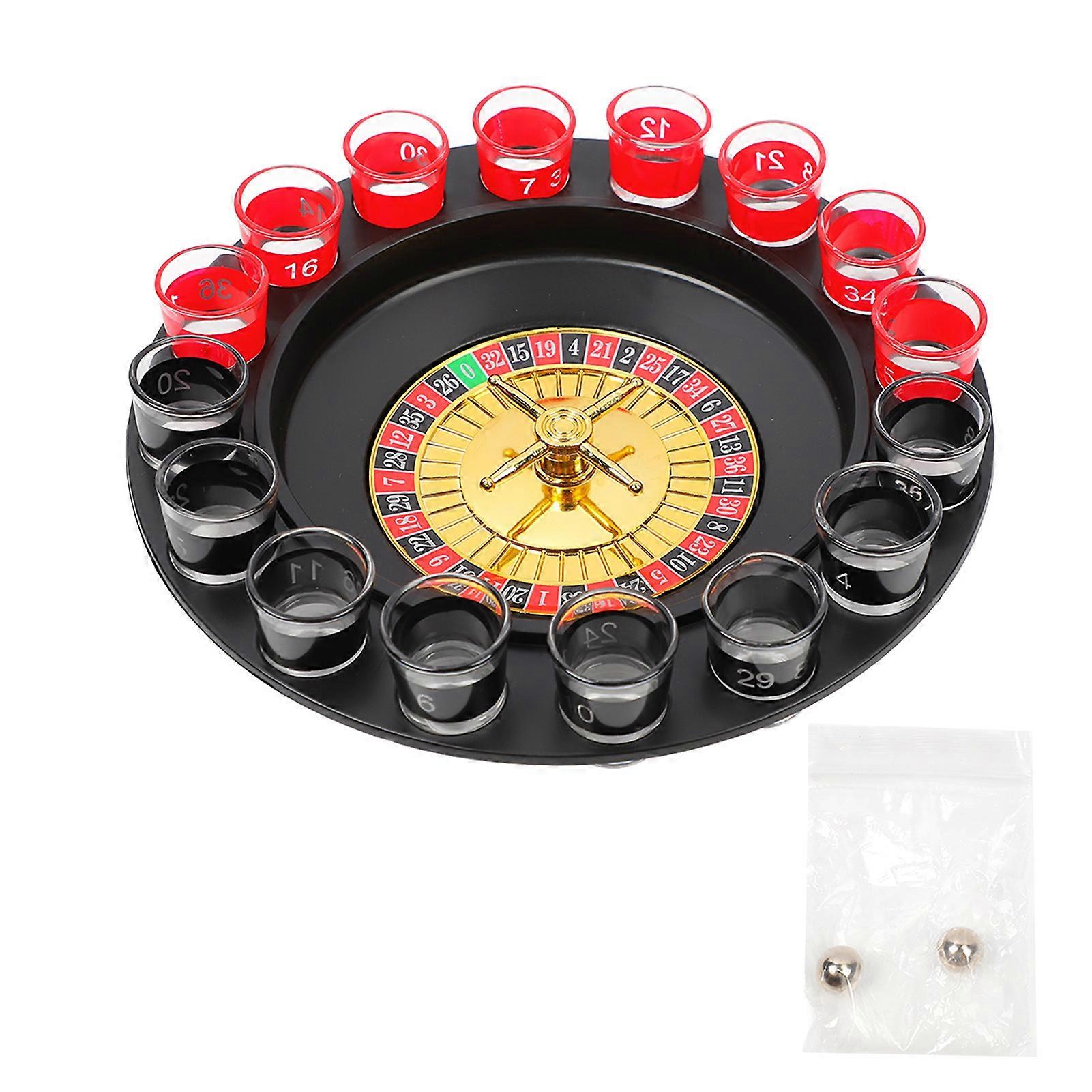 Drinking Shot Glass Turntable Game Set Endless Fun Party Shot Drinking Game with 16 Shot Glasses 2 Metal Balls