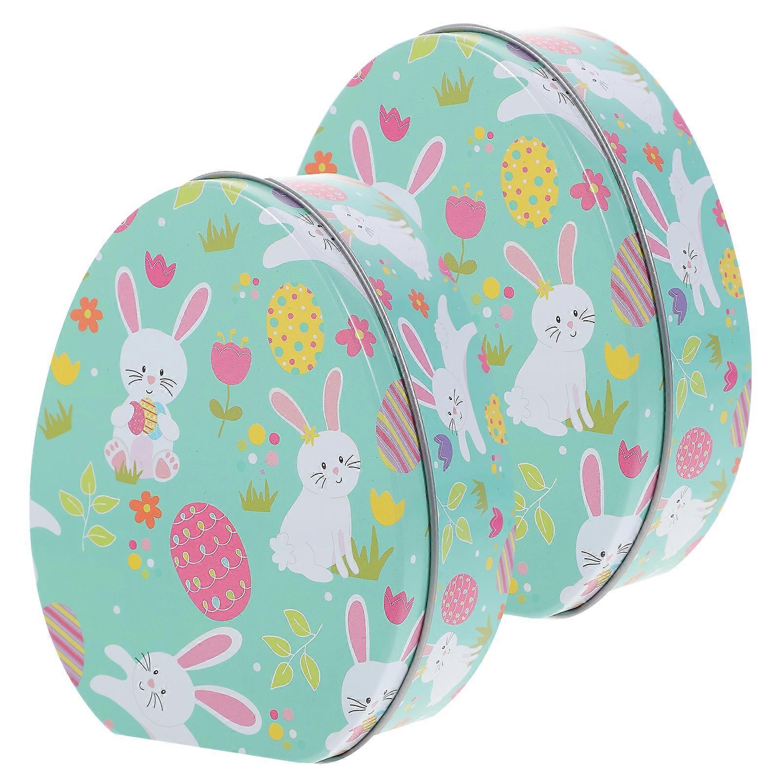 2pcs Easter Tinplate Candy Boxes Candy Container Cookie Storage Case Easter Candy Case