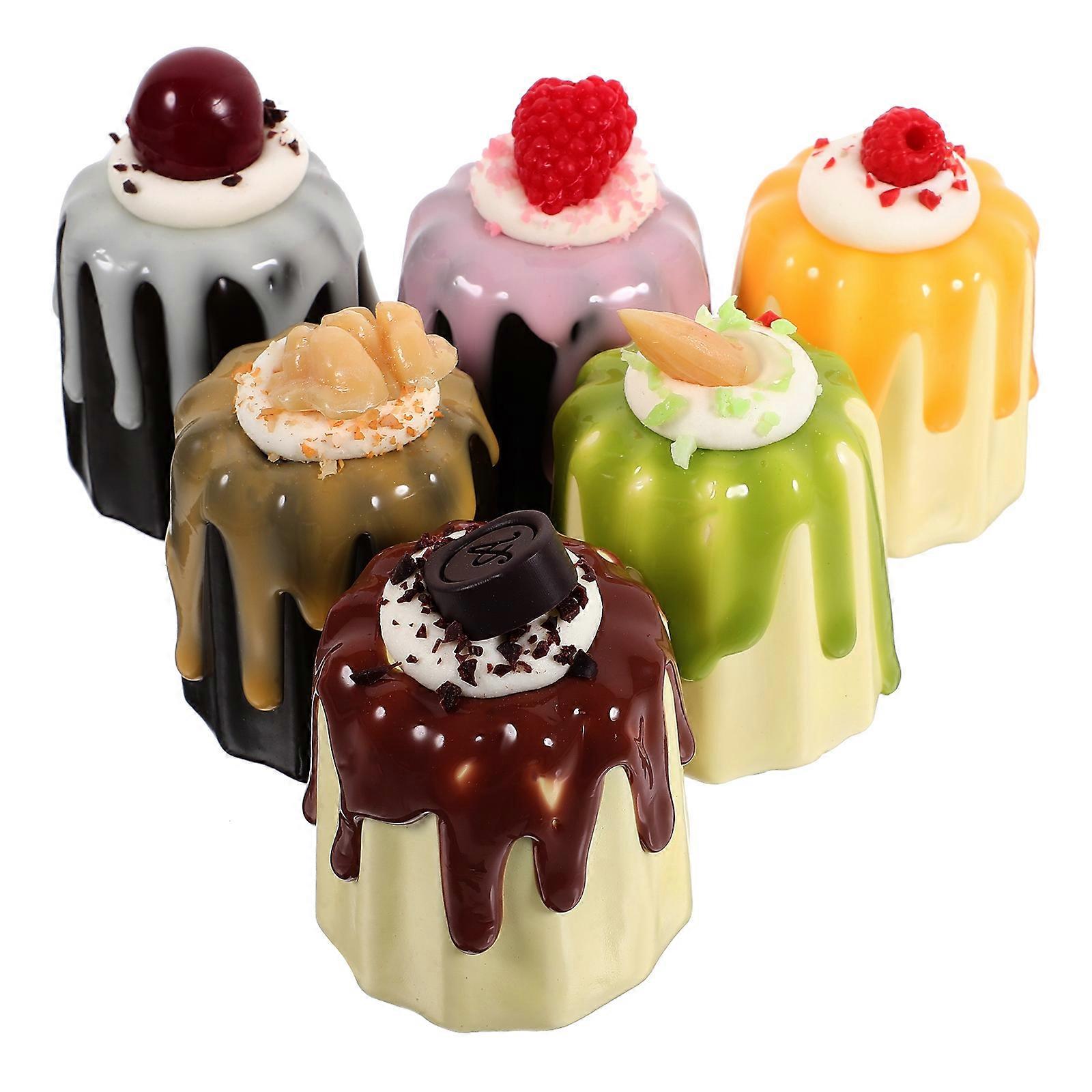 6pcs Simulation Small Cake Mold 3D Molds Cake Shaped Photo Props Home Desktop Decor