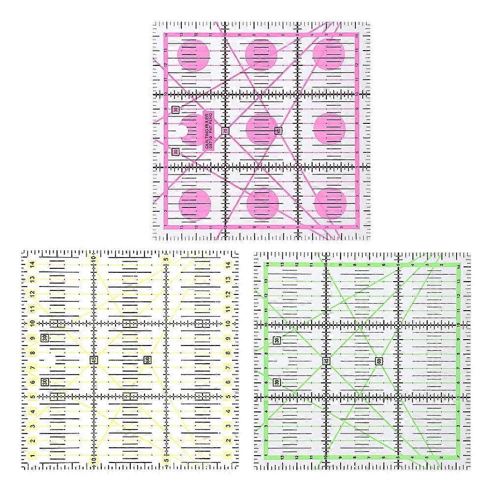 3st Kläder Sömnad Quiltning Linjal DIY Sömnad Mätning Ritning Linjal 15 x 15cm