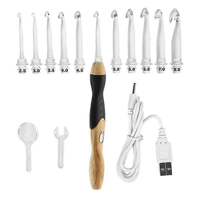 11 Sizes Lighted Crochet Hooks Set - Light Up Crochet Hooks Rechargeable Crochet Hook with Light 25mm to 8mm