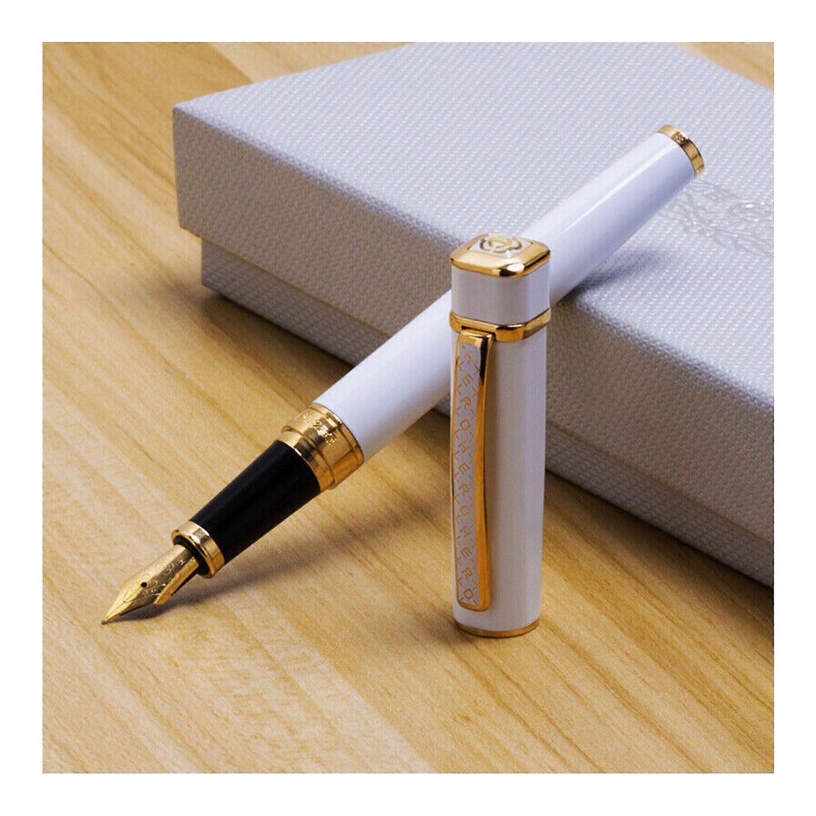 نافورة معدنية القلم مربع كاب لوحات ذهبية كليب غرامة سن 0.5mm حبر القلم جديد