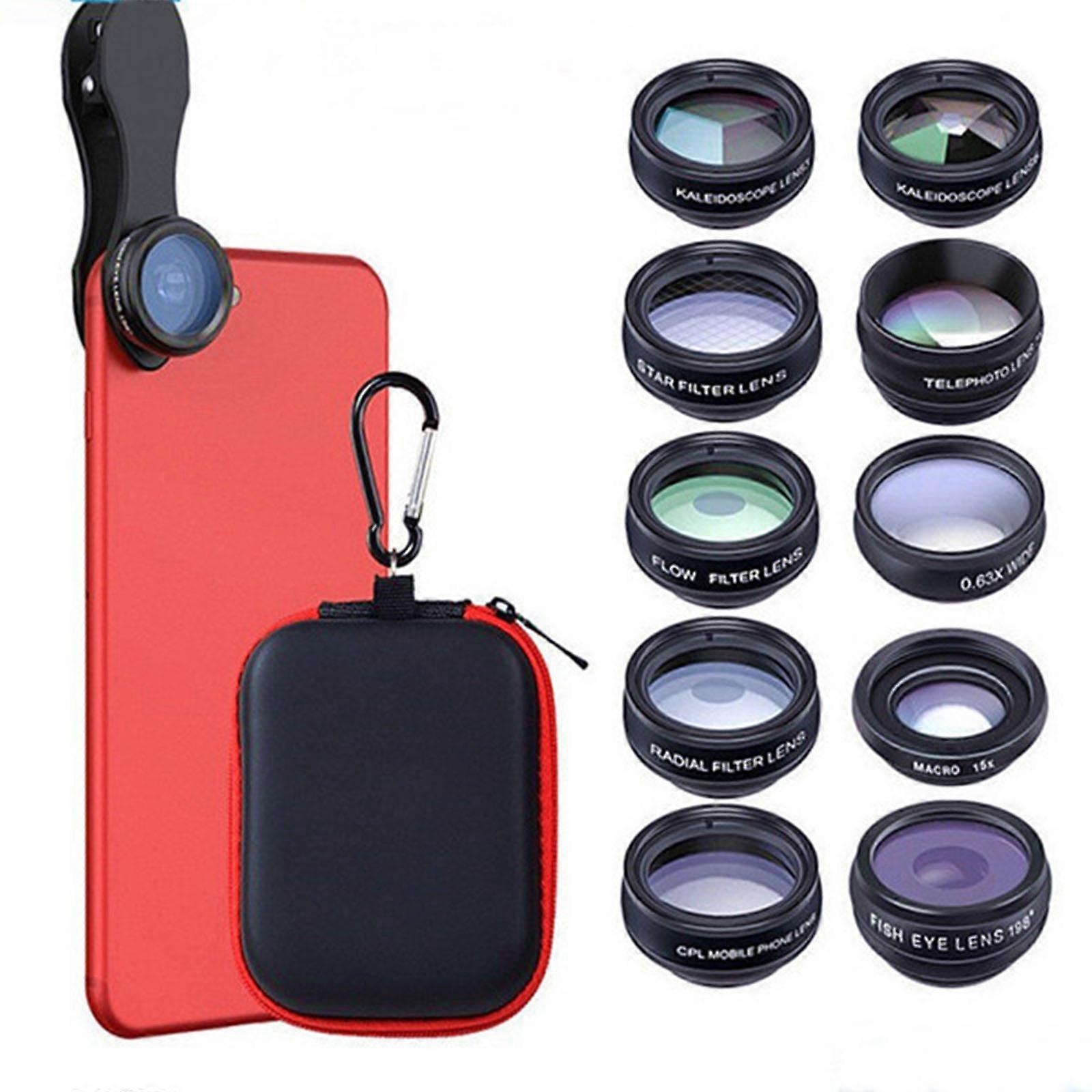 APL-DG10 Fisheye + Wide-angle Macro Mobile Phone External Lens Wide-Angle Macro Fisheye Phone Lens Set with Portable Storage Bag