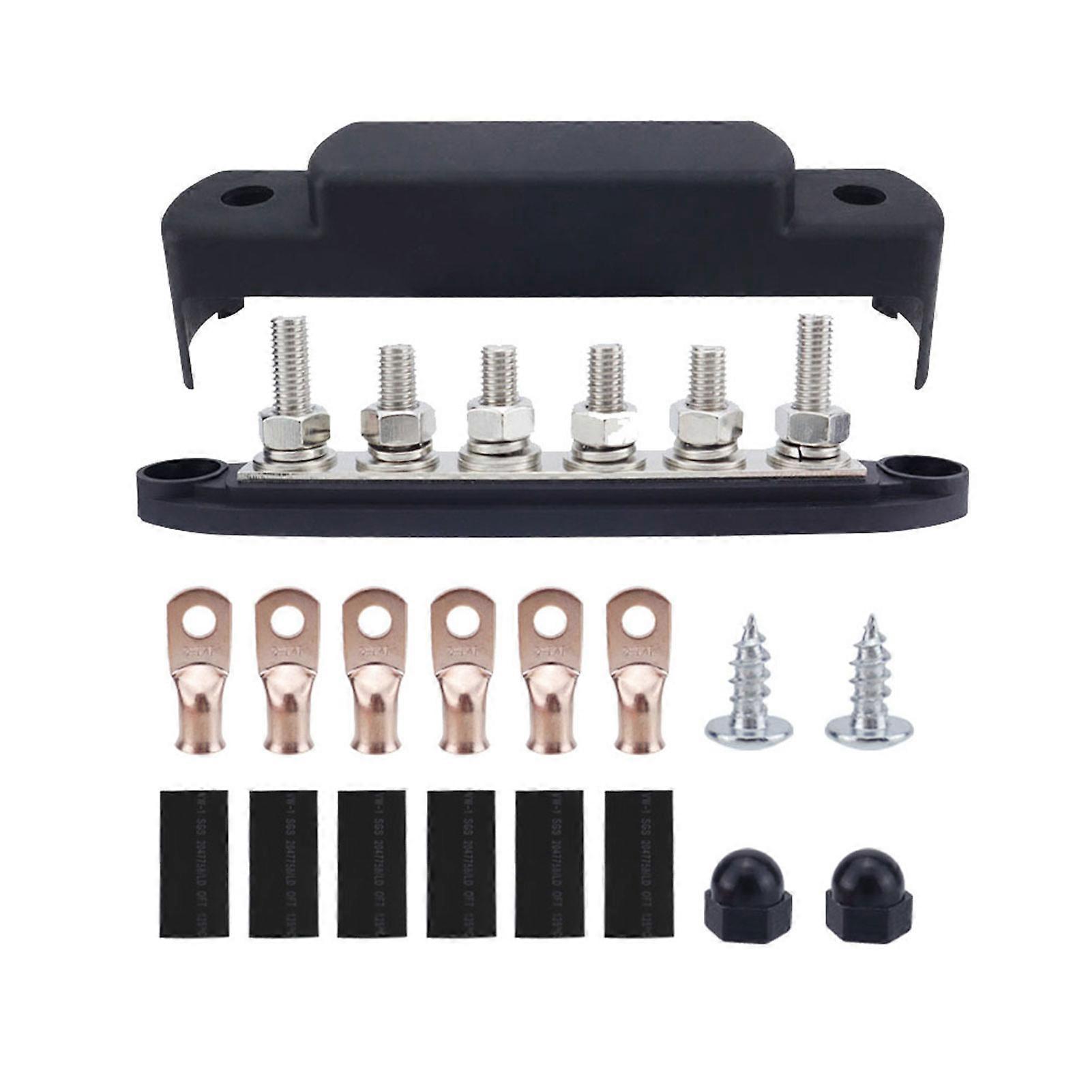 Large 6 Point Terminal Busbar Single Row Reinforced Base Marine RV Busbar for Boat Truck