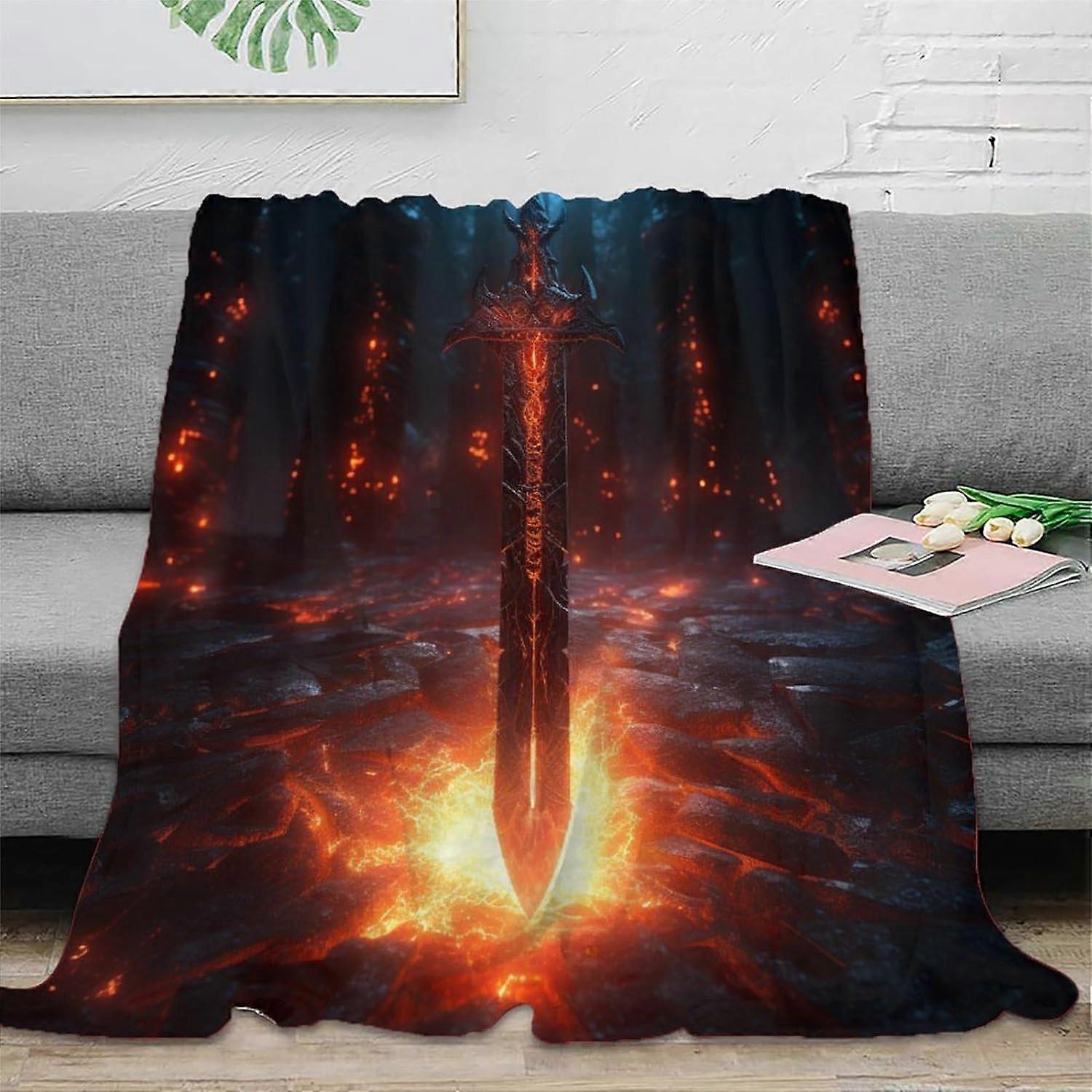 Fire Sword Magic Blade Printed Blanket,Ultra Warm Blanket, Living Blanket, Soft And Comfortable Throw, Sofa Blanket-ASDF73