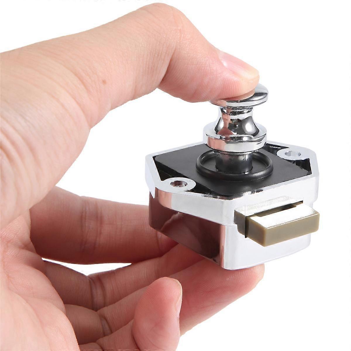 10 Pcs Push Button Keyless Lock Latch Cupboard Caravan Lock for RV Drawer Cabinet Doors Thickness 1
