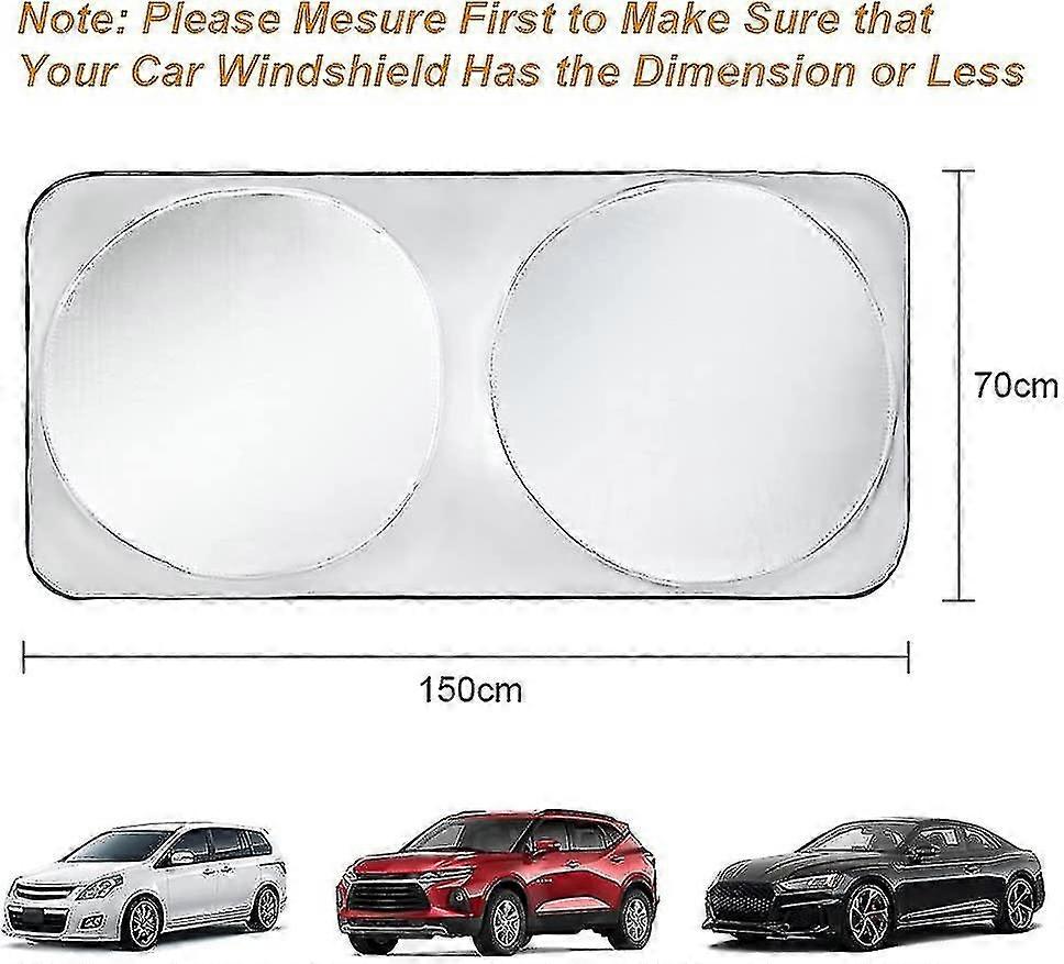 Folding Anti-uv Sun Shade For Front Windshield 150 X 70 Cm, Universal Car Sun Shades, Interior Sun Shade Against Uv Rays And Heat In Your Ca