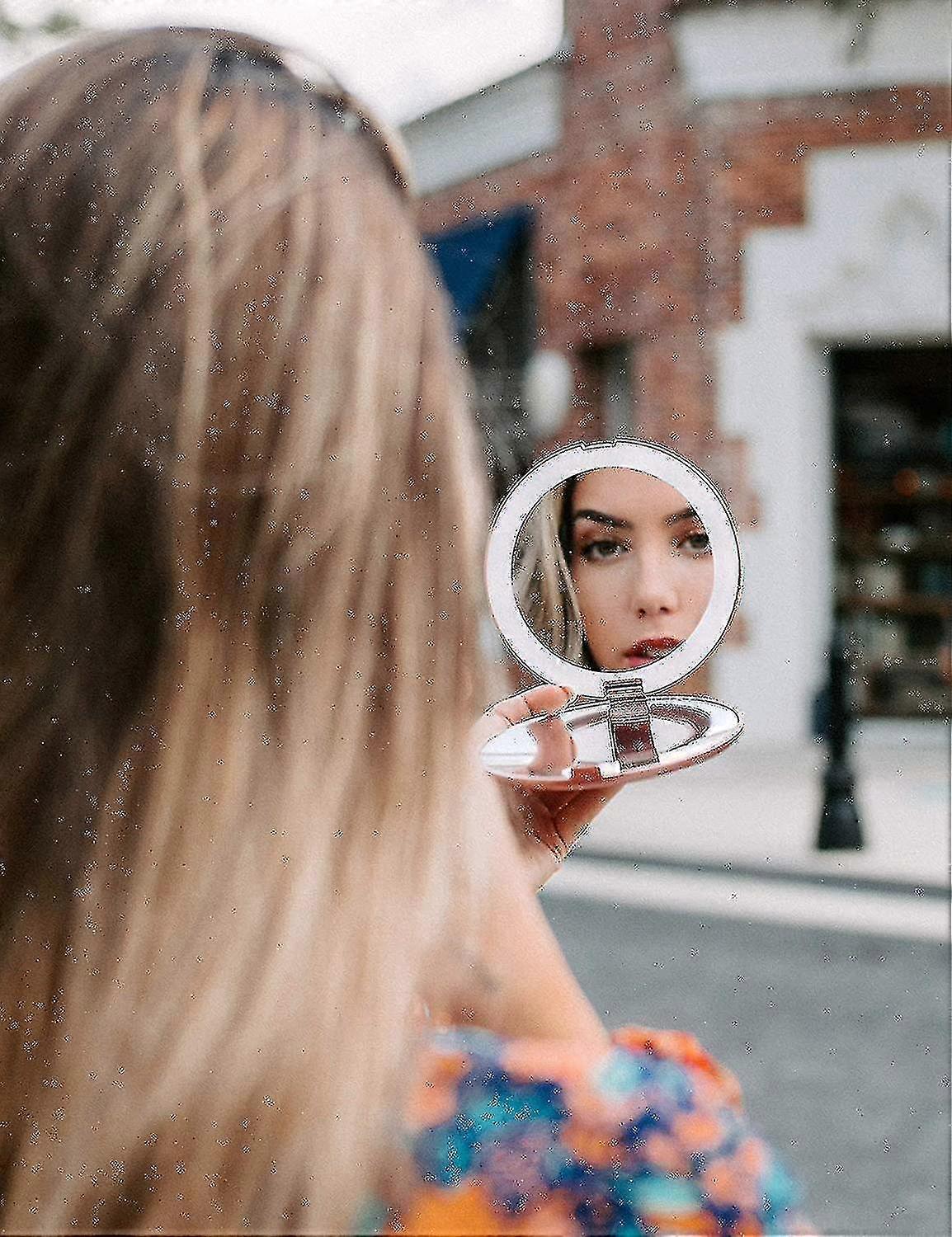 Led Lighted Travel Makeup Mirror, 1x/10x Magnification - Daylight Led, Compact, Portable, Large 5quot; Wide Illuminated Folding Mirror