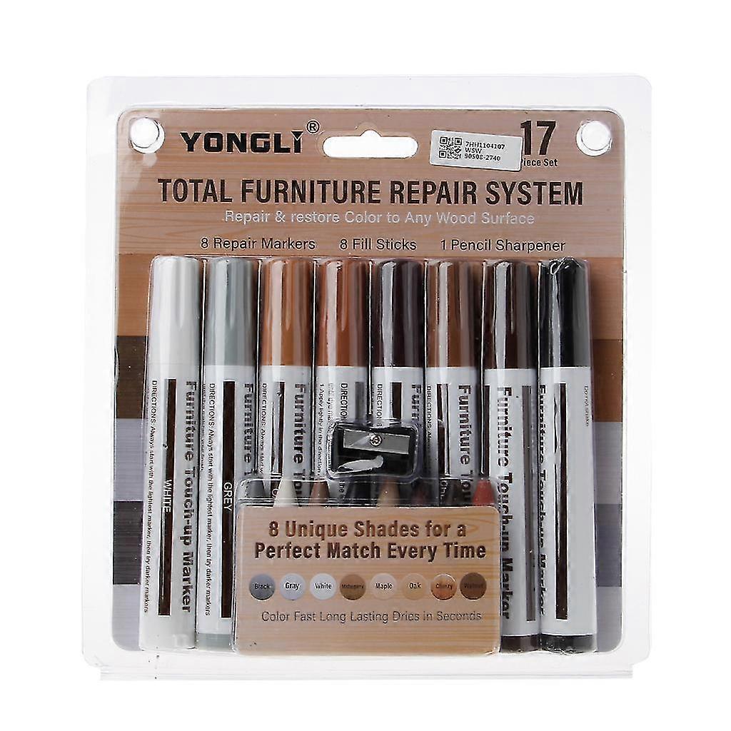 17 Pcs Furniture Markers Wax Sticks With Sharpener For Touch Ups & Cover Ups