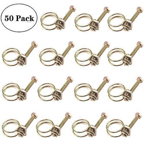 50 PCS M19 Adjustable Color Galvanized Iron Double Wire Hose Clamps