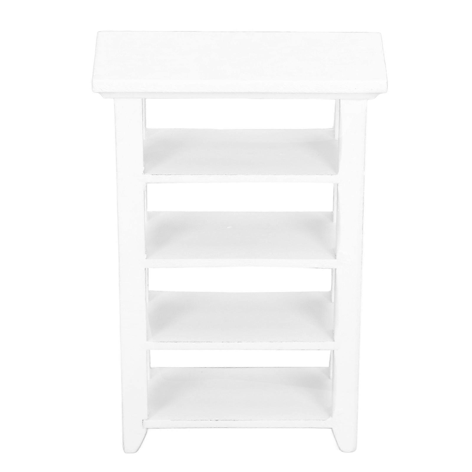 1:12 Dollhouse Display Shelf Wooden Miniature Living Room White Bookshelf Furniture Model Decoration