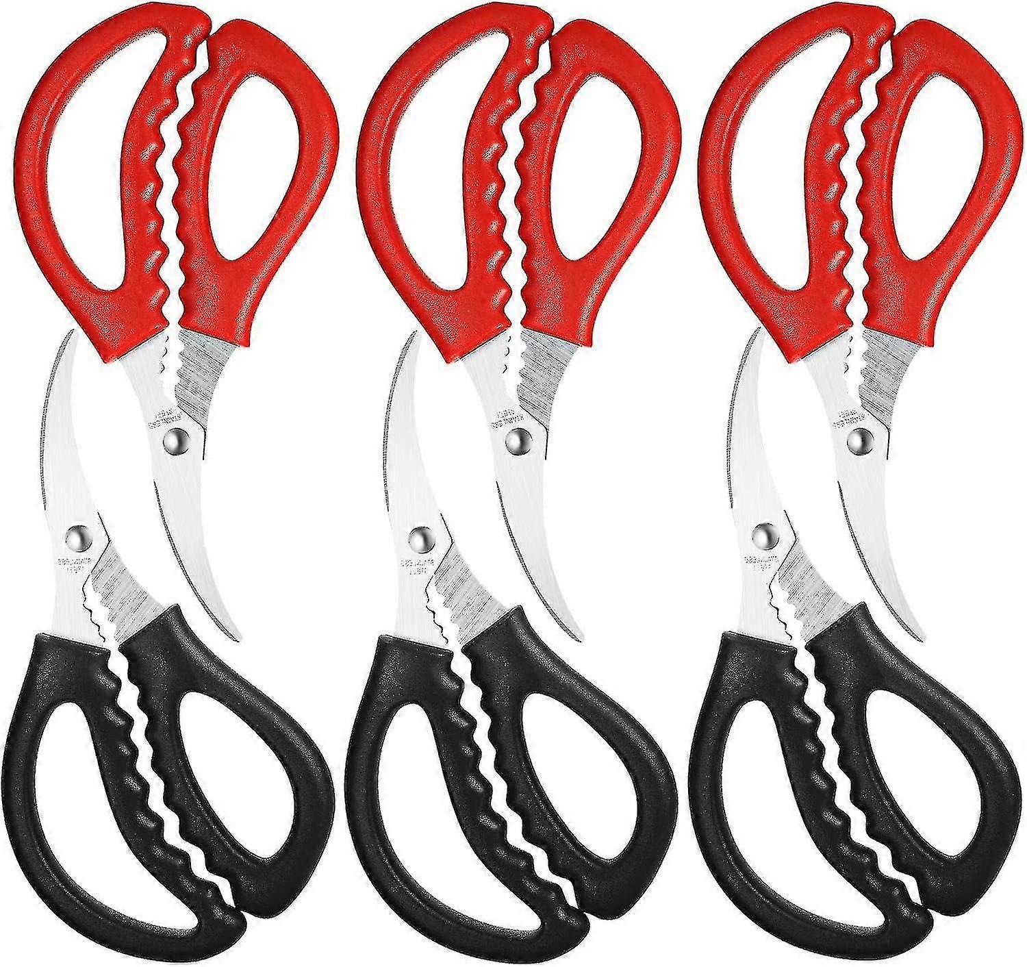 مطبخ المأكولات البحرية مقص متعدد الوظائف الفولاذ المقاوم للصدأ مقص الروبيان جراد البحر (6 ، أسود وأحمر) أ