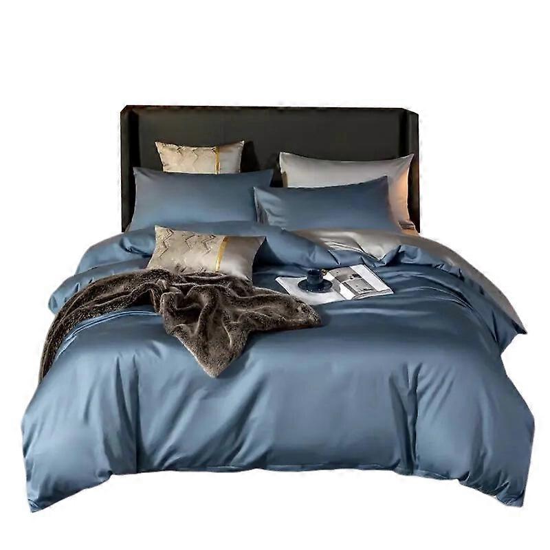 Bed Sheet Blue Light Grey Ultra Soft Egyptian Cotton Double Size Set Sheets