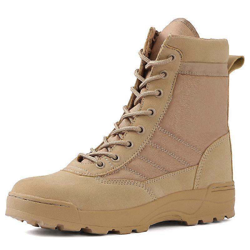 Mens Side Zip & Lace Up Army Tactical Combat Boots For Work, Security, Motorcycle