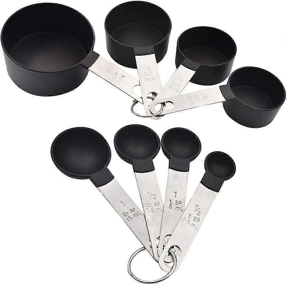 Plastic Measuring Cup With Measuring Spoon - 8 Piece Set - Cup And Spoon