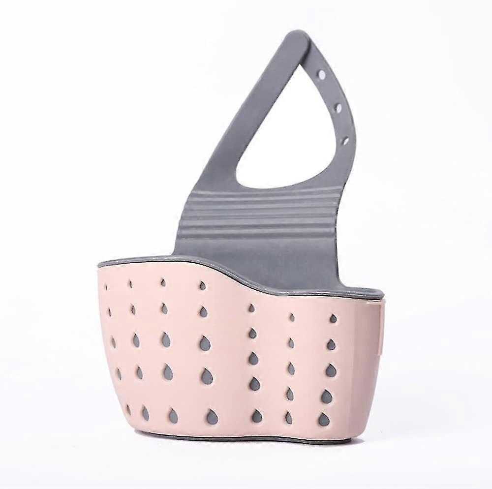Kitchen Sink Shelf Hanging Sponge Drainboard Storage Baskets,adjustable Snap Sink Faucet Housing Cradle Kitchen Shelving Rack Drain Sponges(pink)