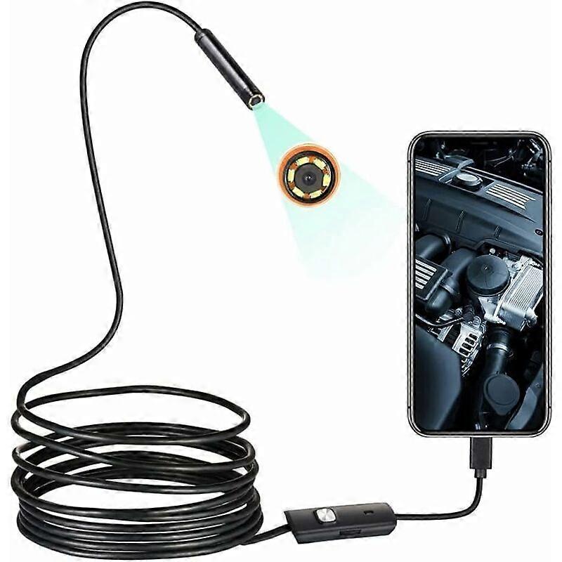 Borescope,HD Borescope Camera,IP67 Waterproof Semi-Rigid Inspection Camera with 6 Adjustable LED Lights,for Android Phone Windows Macbook Computer(5M)
