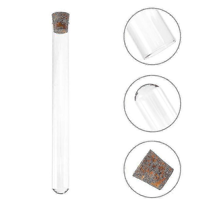 4pcs Transparent Test Tube With Cork Stopper Flat Round Bottom Glass Bottles For School Scientific Experiments Powder Liquid Storage