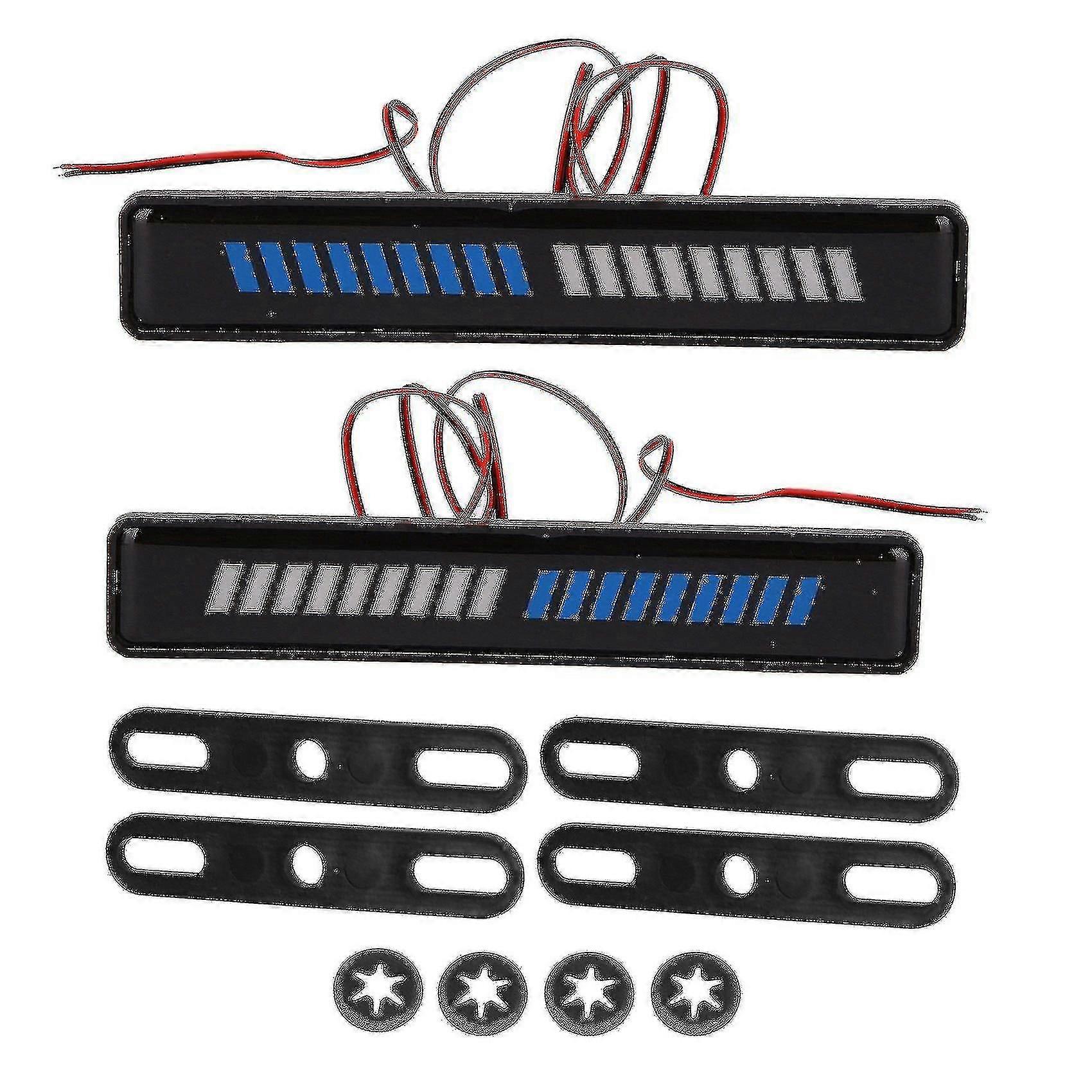 Pair Blue + White Light Front Bumper Grilles Lights Compatible With Bmw Compatible Withd