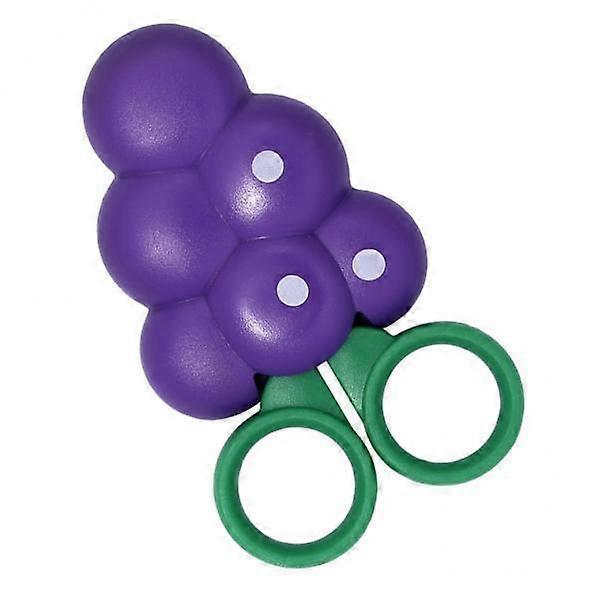 3xRound Head Safety Scissors with Fruit Shaped Magnet Holder Grape