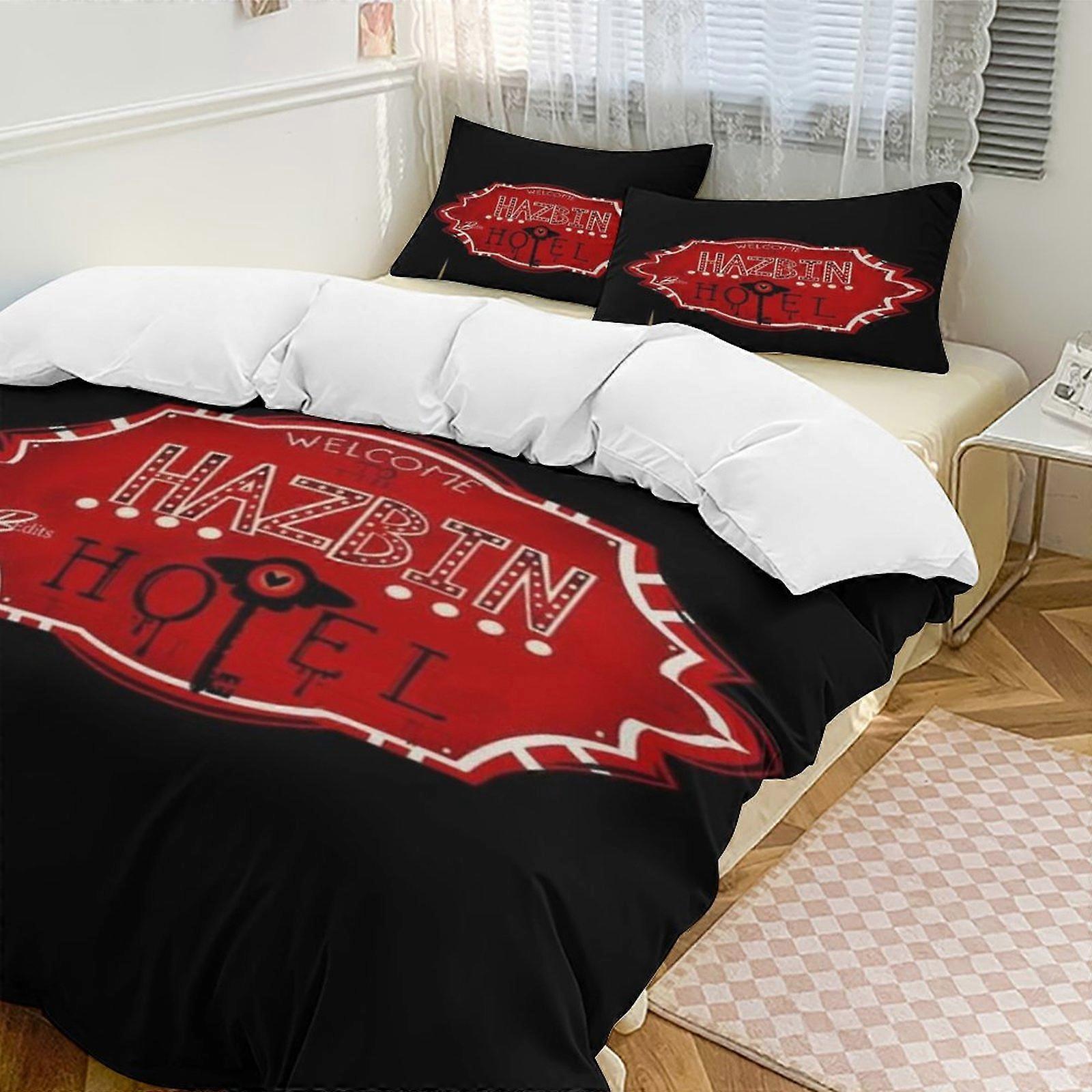 Vuodevaatteet HL9 Hazbin Hotel Untuvapussilakana mikrokuituvuodevaatteet, 1 untuvapussilakana ja 2 tyynyliinaa XN9