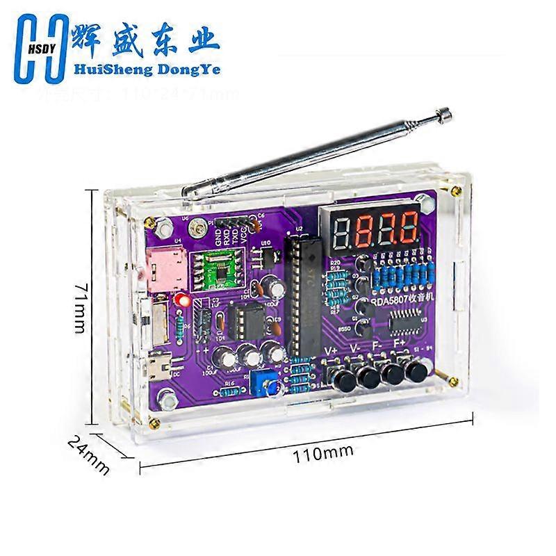 GaiBoSi DIY FM Radio Electronic Kit Adjustable Frequency PCB Soldering Project Practice Solder Assembly RDA5807S 87-108MHz Double Power
