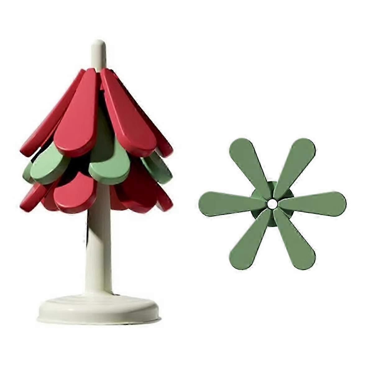 Christmas Tree Shaped Foldable Silicone Insulation Mat, High-Temperature Resistants Tree Shaped Tab