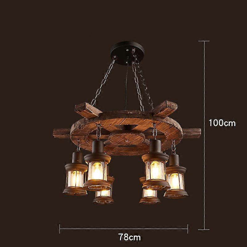Lampe suspendue industrielle en bois massif style rétro style bateau ancien, luminaire décoratif d'intérieur, idéal pour un salon, une salle à manger ou un bar