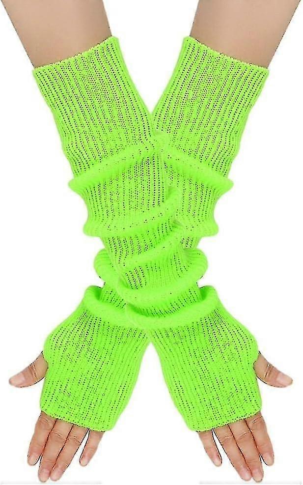 Women's Solid Knitted Arm Warmers Long Fingerless Gloves Winter Warm Arm Gloves for Walking Sleeping