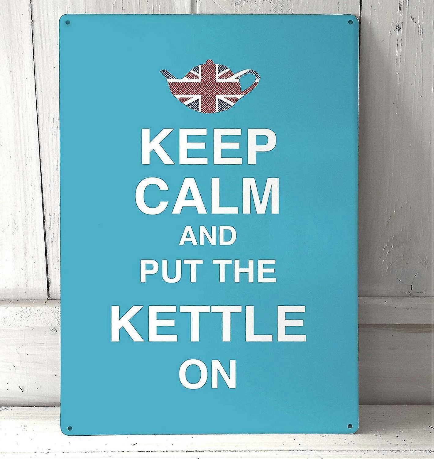 Mantenha a calma e coloque a chaleira, Union Jack Teapot, British Metal Sign 8x12 polegadas OU 12x16 polegadas Modo 