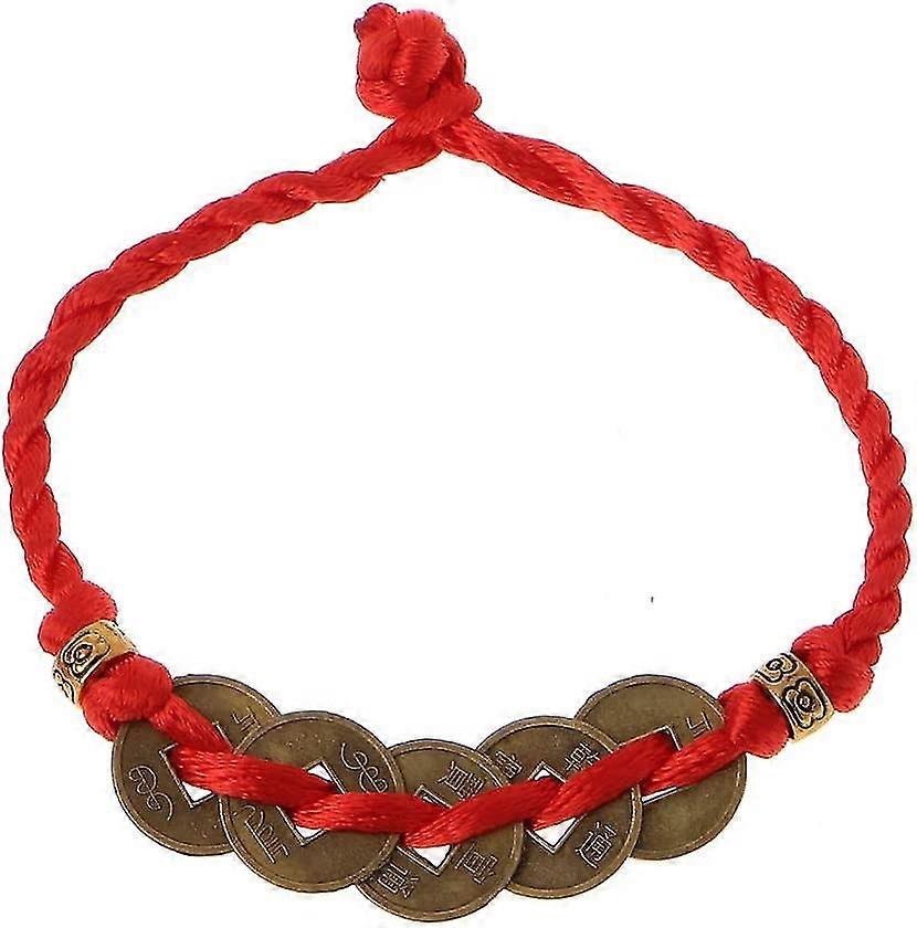 Invite Prosperity with Red String Bracelets Featuring Lucky Copper Coins (D-583-A)