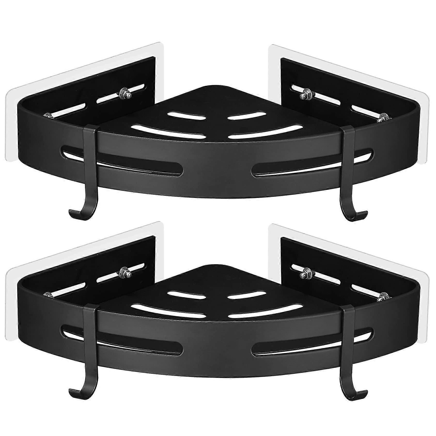 Kein Bohren Metall Eck-Duschhalterung Rostfreie WC-Halterung 2 Stück (schwarz)