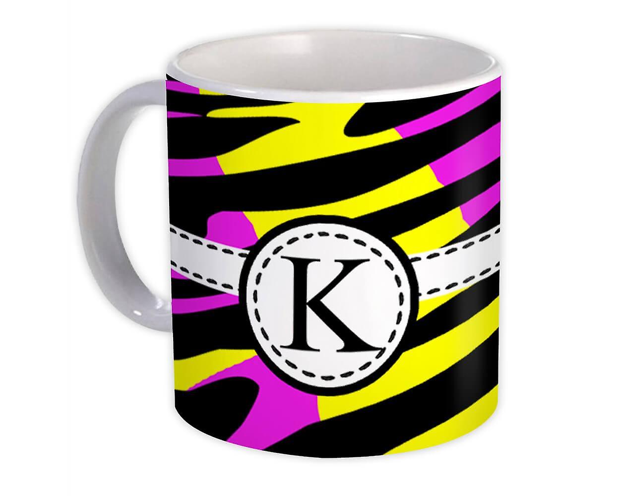 Gift Mug: Monogram Letter K Neon