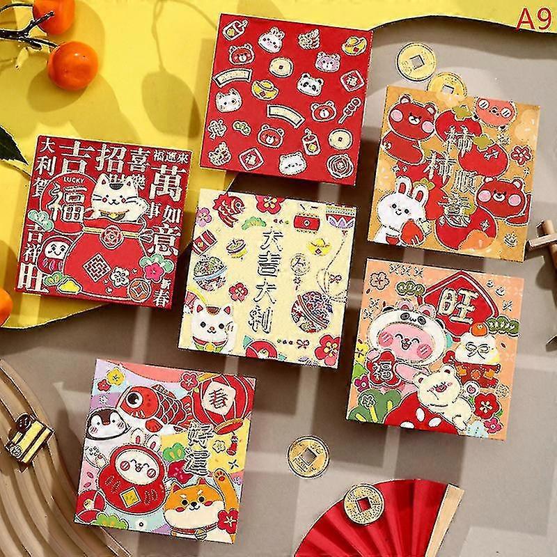 6pcs Nouvel An chinois 2023 Rabbit Red Envelope New Year Red Packet Gift Envelope