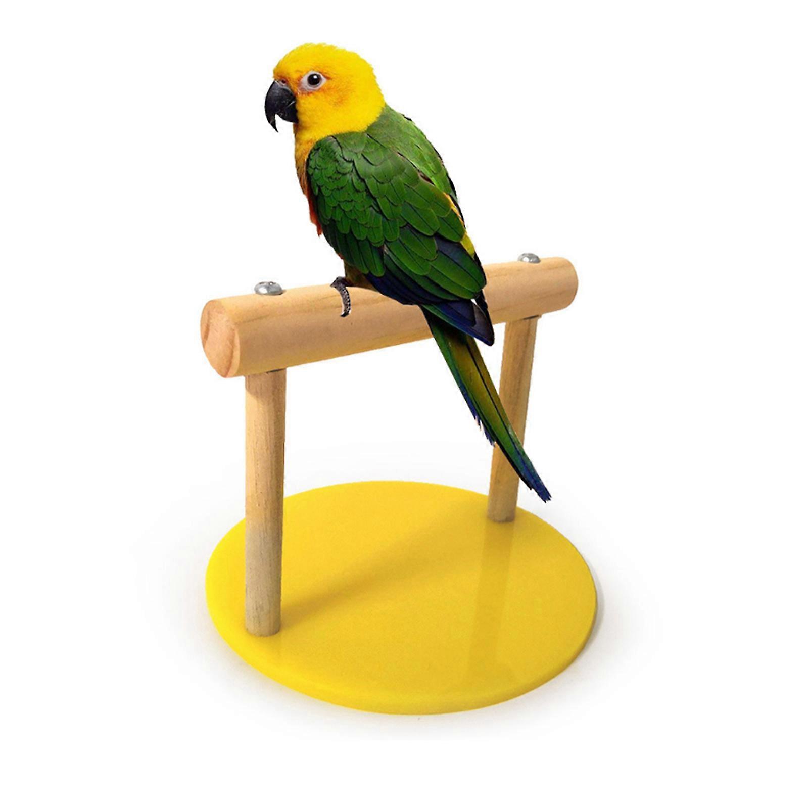Bird Perch Stand with Plastic Base for Parrots Chewing and Biting Cage Accessories