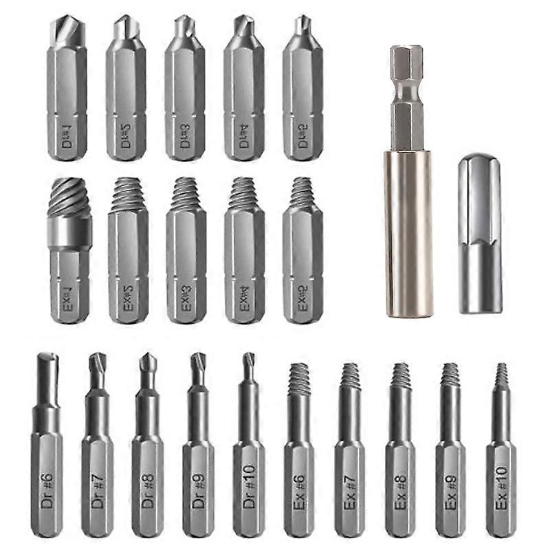 22pcs screw remover set, damaged screw extractor, with socket adapter and extended drill bit holder