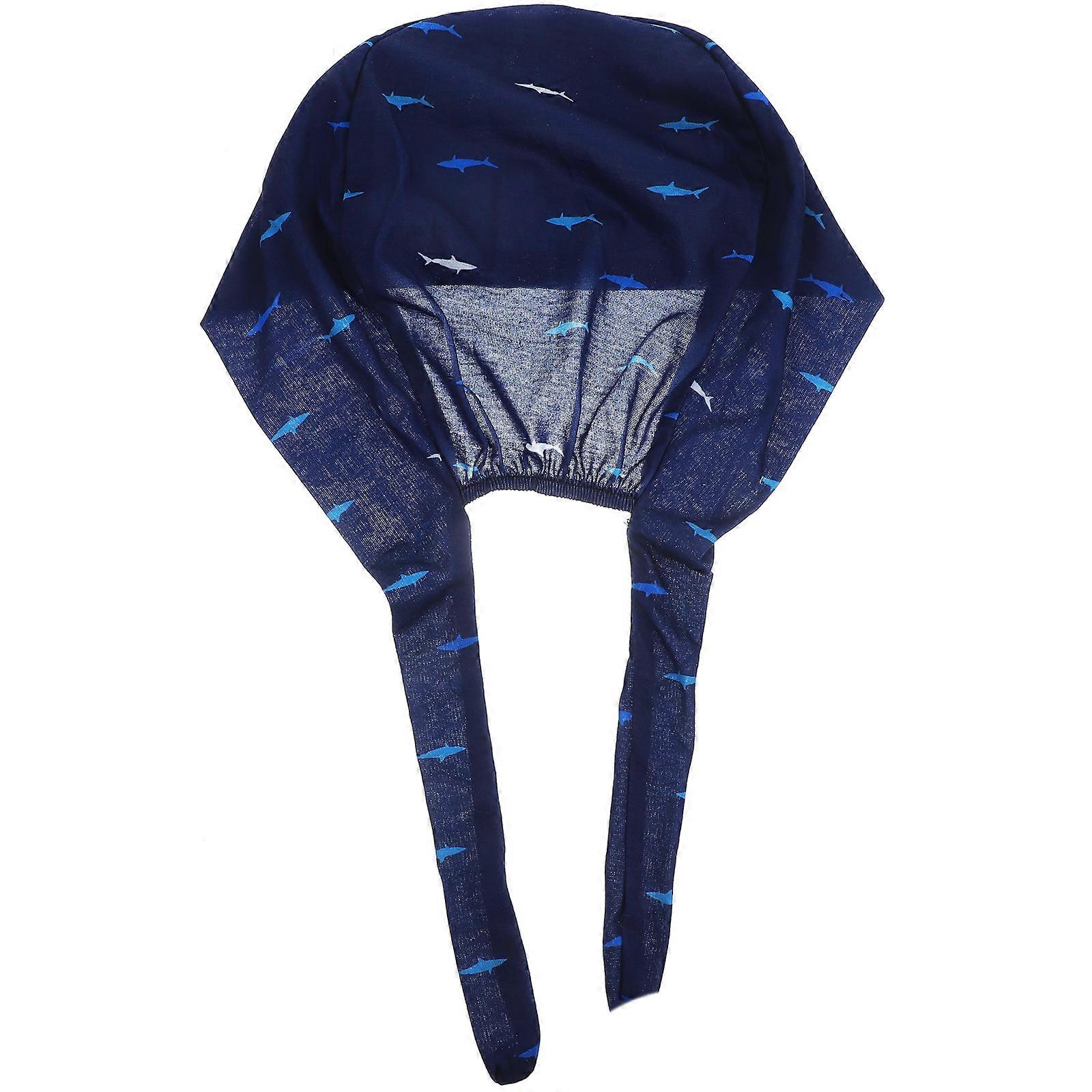 1PC Printed Hairdresser Tip Binding Hats Creative Patterns Physician Nurse Breathable Sweat Absorbing Nurse for Doctor Nurse Hairdresser Wearing(Shark