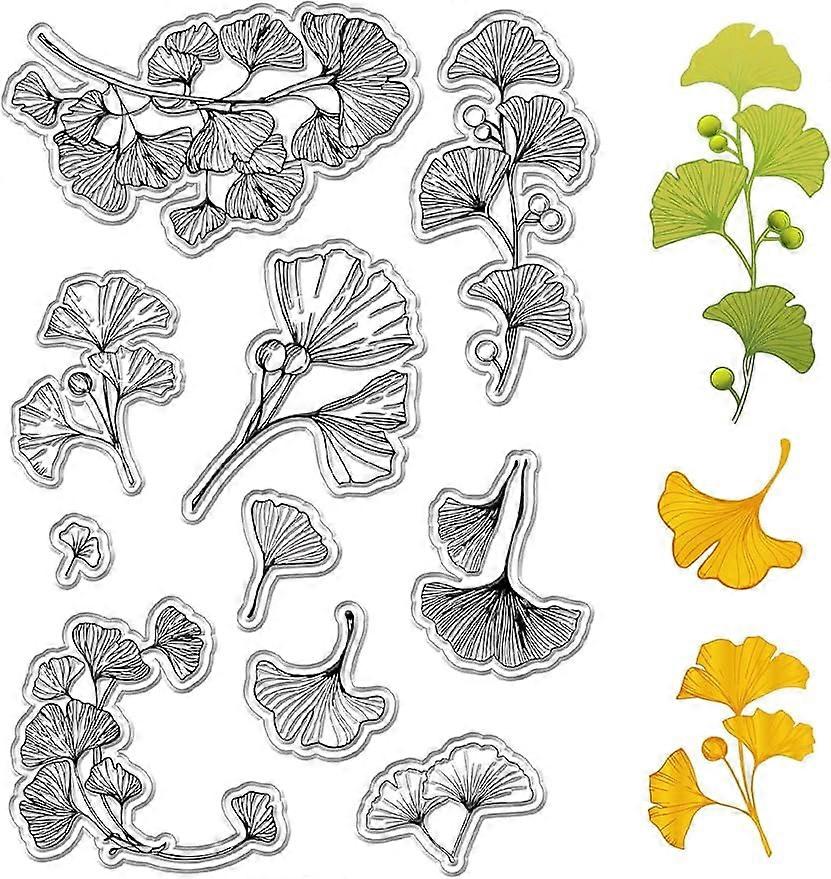 Ginkgo Leaf Clear Stamps Leaves Plant Spring Autumn Reusable Retro Transparent Silicone Stamp Seals