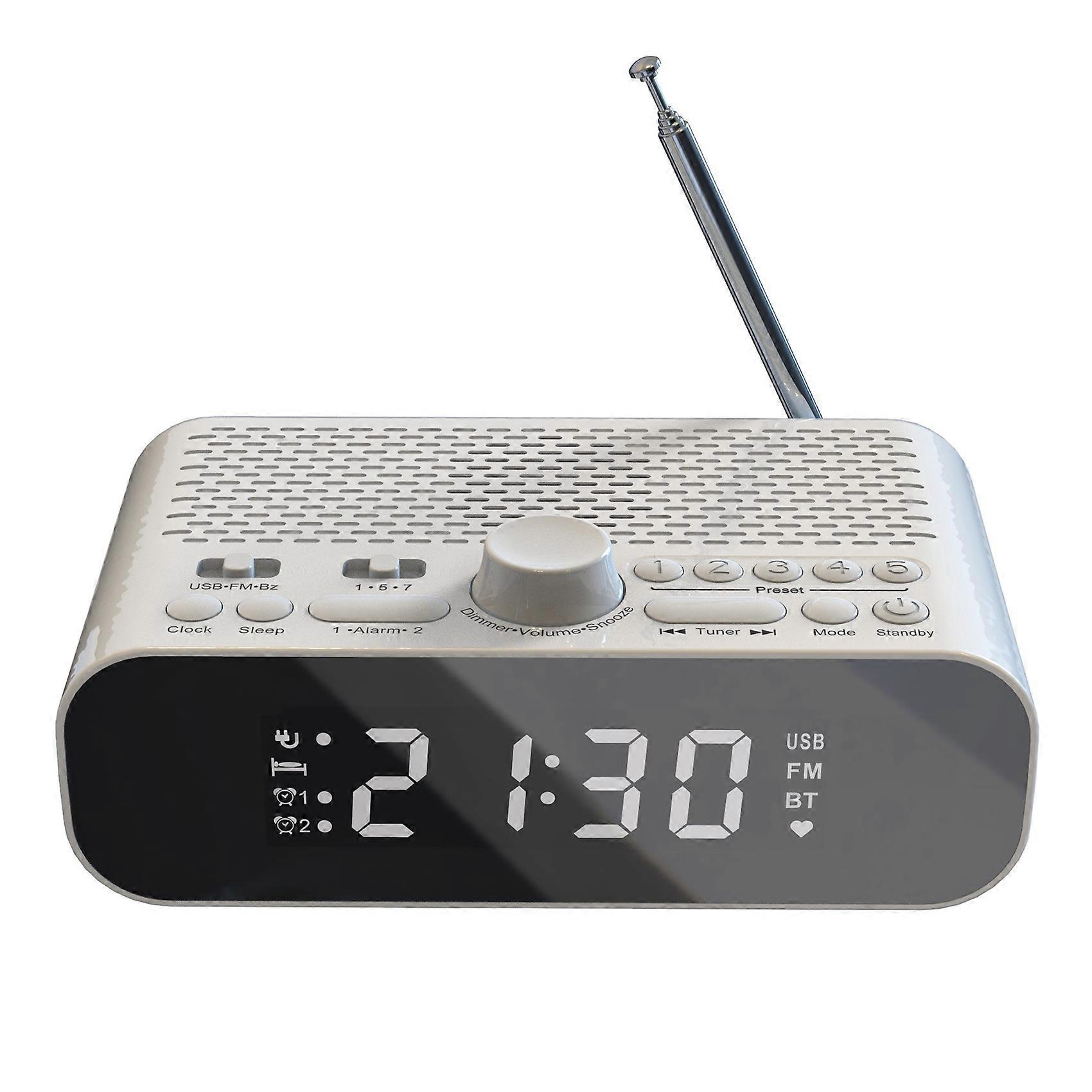 FM Clock Radio with Bluetooth Streaming Play LED Display Dual Alarm Clock 1500MAh Hi-Fi Speaker wit