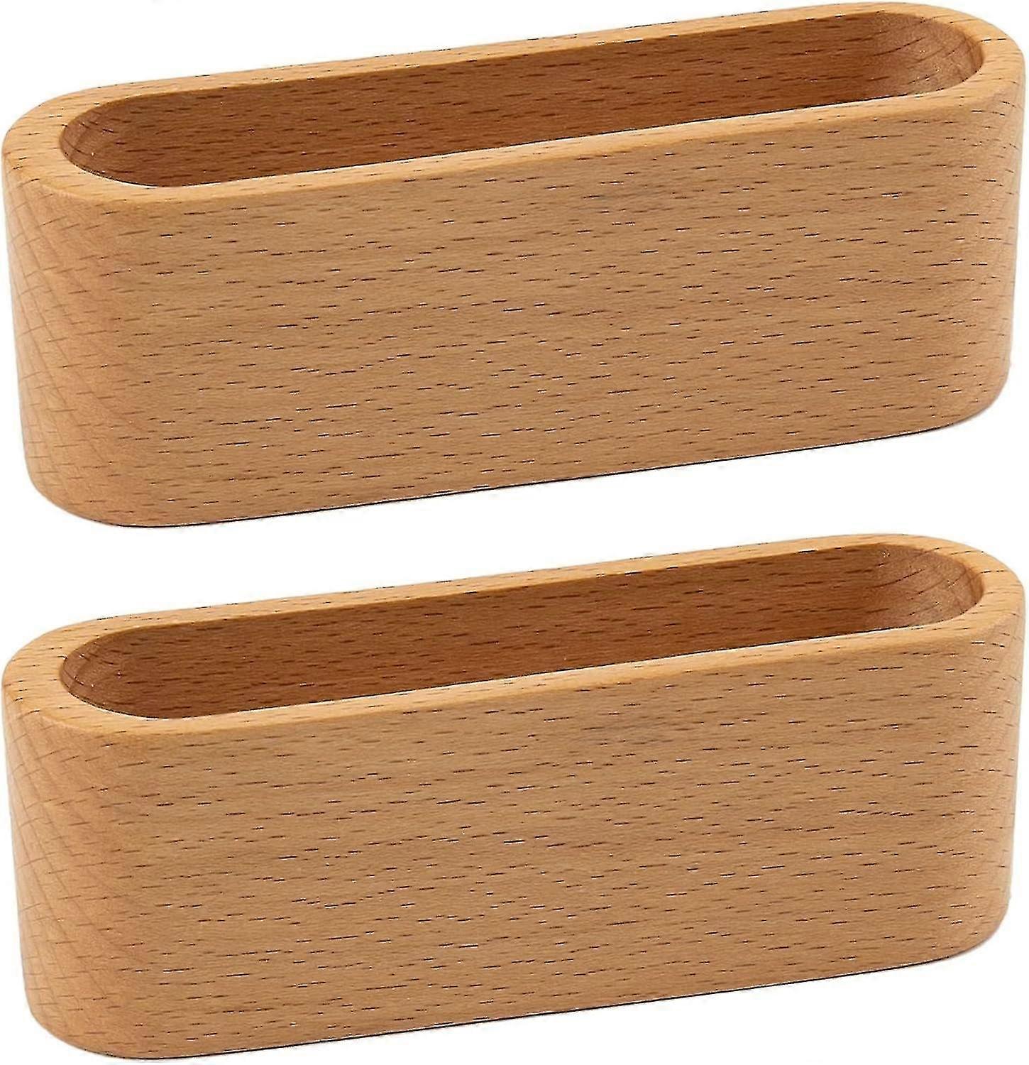 2 Pack Business Card Holder Wood Card Display Case Desktop Business Card Stand For Office Tabletop