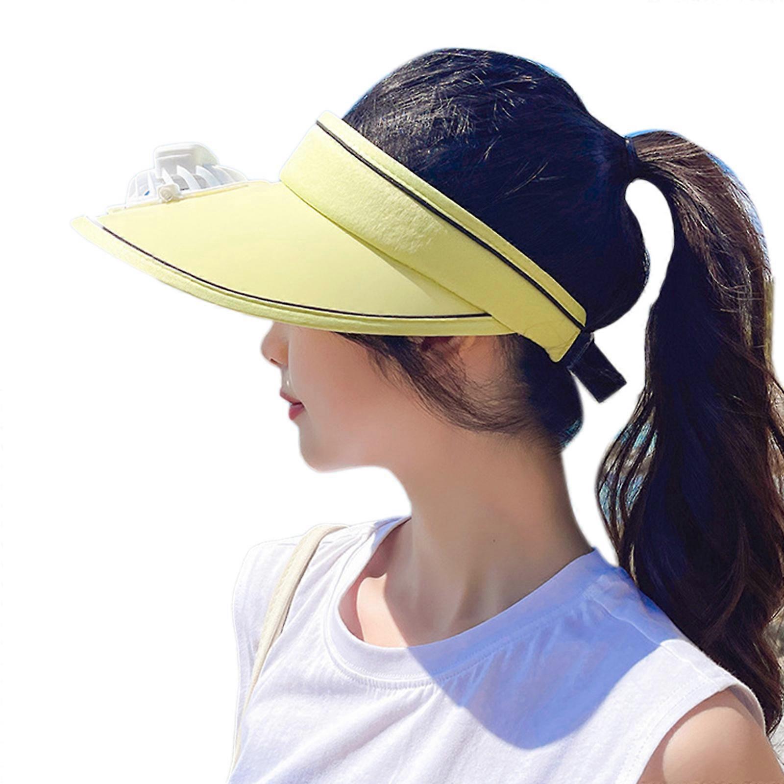 Ladies Summer Adjustable Hat with 3-speed Fan Empty Top Hat for Outdoor Hiking