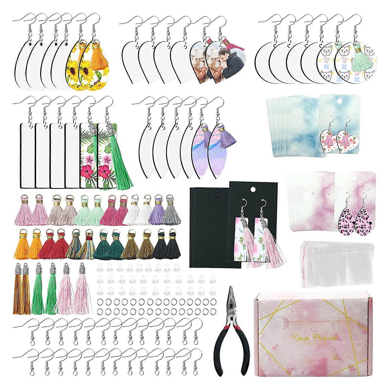  Sublimation Blanks Thermal Transfer Earrings Sets with Tassels Earring Hooks